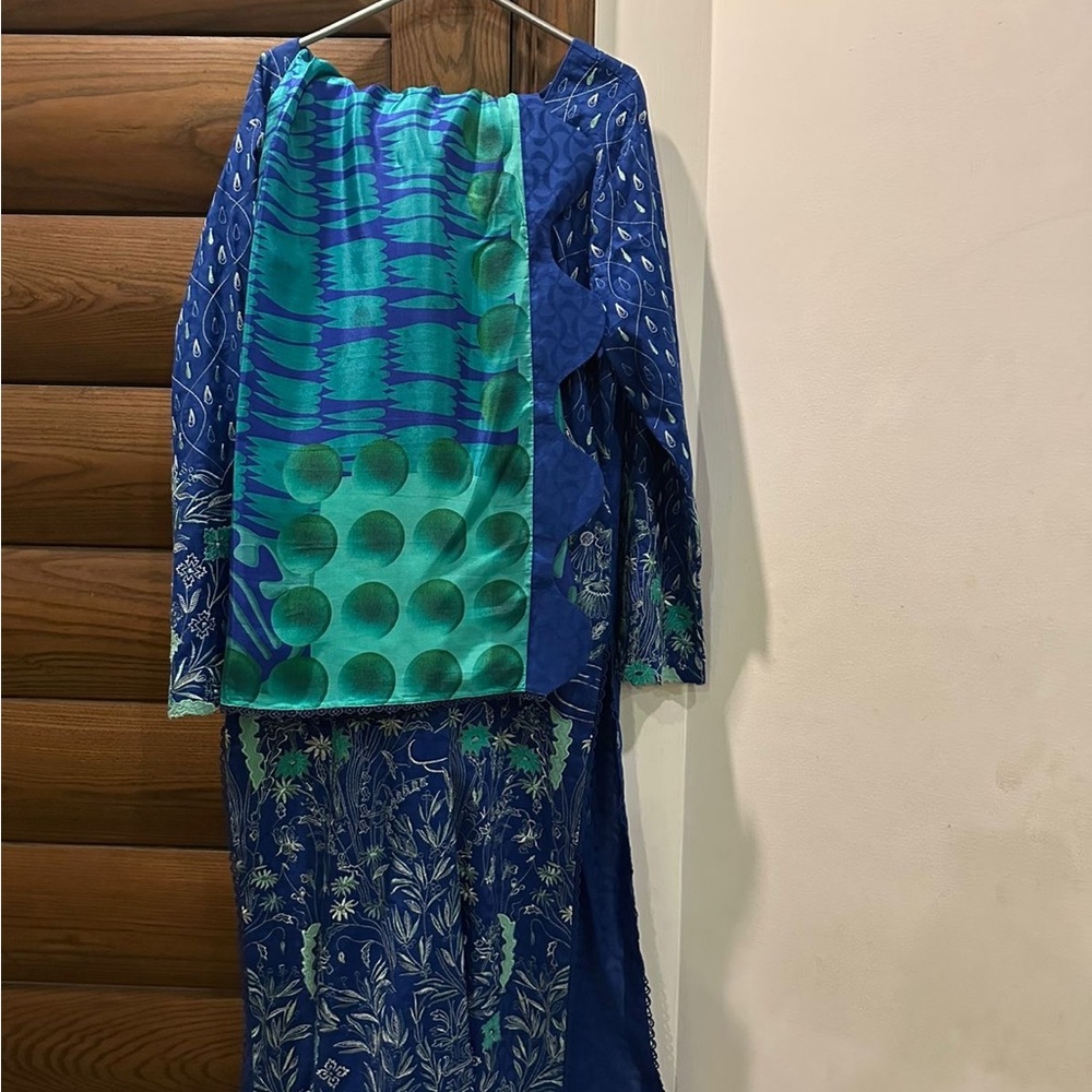 Blue and Green Patterned Dress